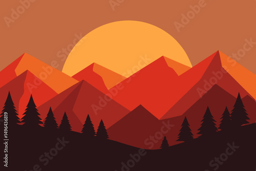 sunset in mountains