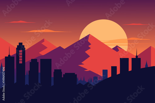 city at sunset