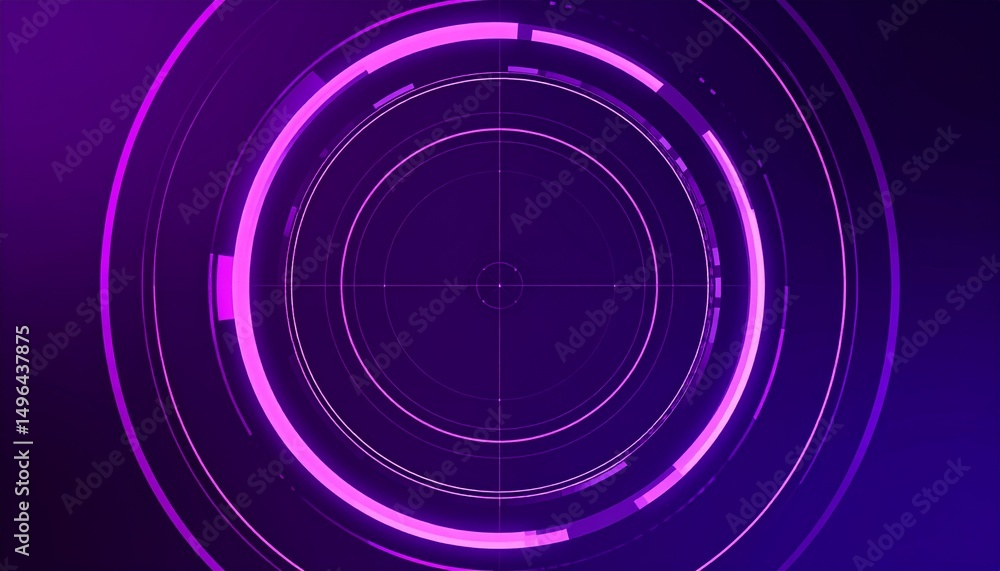 Obraz premium Abstract neon circle on a digital interface, modern graphic design elements