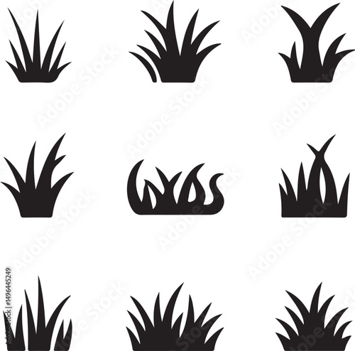 Vector Illustration of Grass Silhouettes for Design Projects