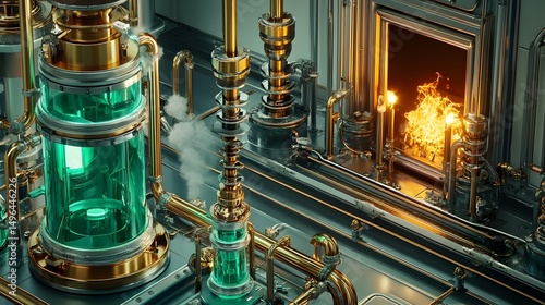 Wallpaper Mural Intricate, brass and glass machinery interior scene. Torontodigital.ca