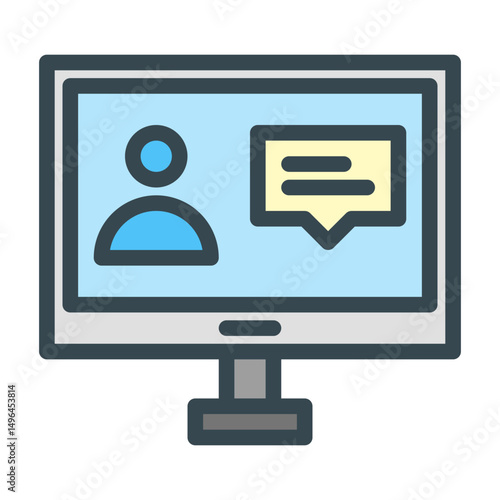 online interview. This is a vector single icon with a filled outline style. Suitable for any purpose, such as website design, mobile app design, logo design, pattern design, etc.