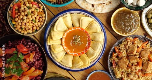 Traditional Muslim food for iftar and suhur.