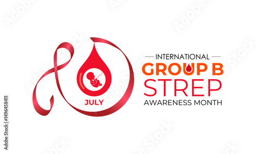 International Group B Strep Awareness Month  Protecting Mothers and Newborns from GBS. Realistic Ribbon  with pregnant mother. Design for web banner, cards, prints, social media, Vector illustration.