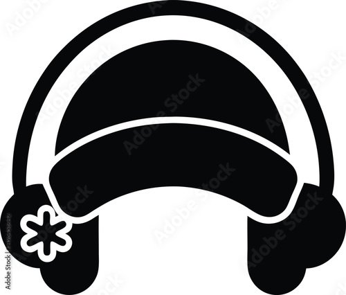 christmas hat with earmuffs icon vector illustration