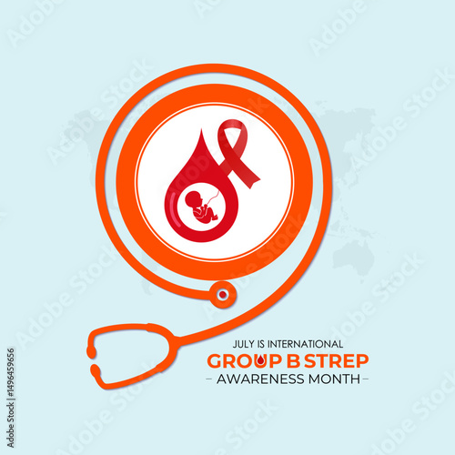 International Group B Strep Awareness Month  Protecting Mothers and Newborns from GBS. Realistic Ribbon  with pregnant mother. Design for web banner, cards, prints, social media, Vector illustration.