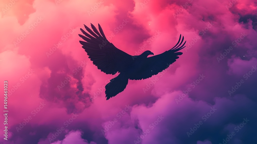 Fototapeta premium Majestic phoenix soaring through a vibrant cosmic galaxy