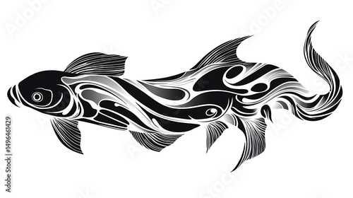 抽象的魚紋様デザイン