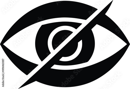 eye with slash hidden view icon vector illustration