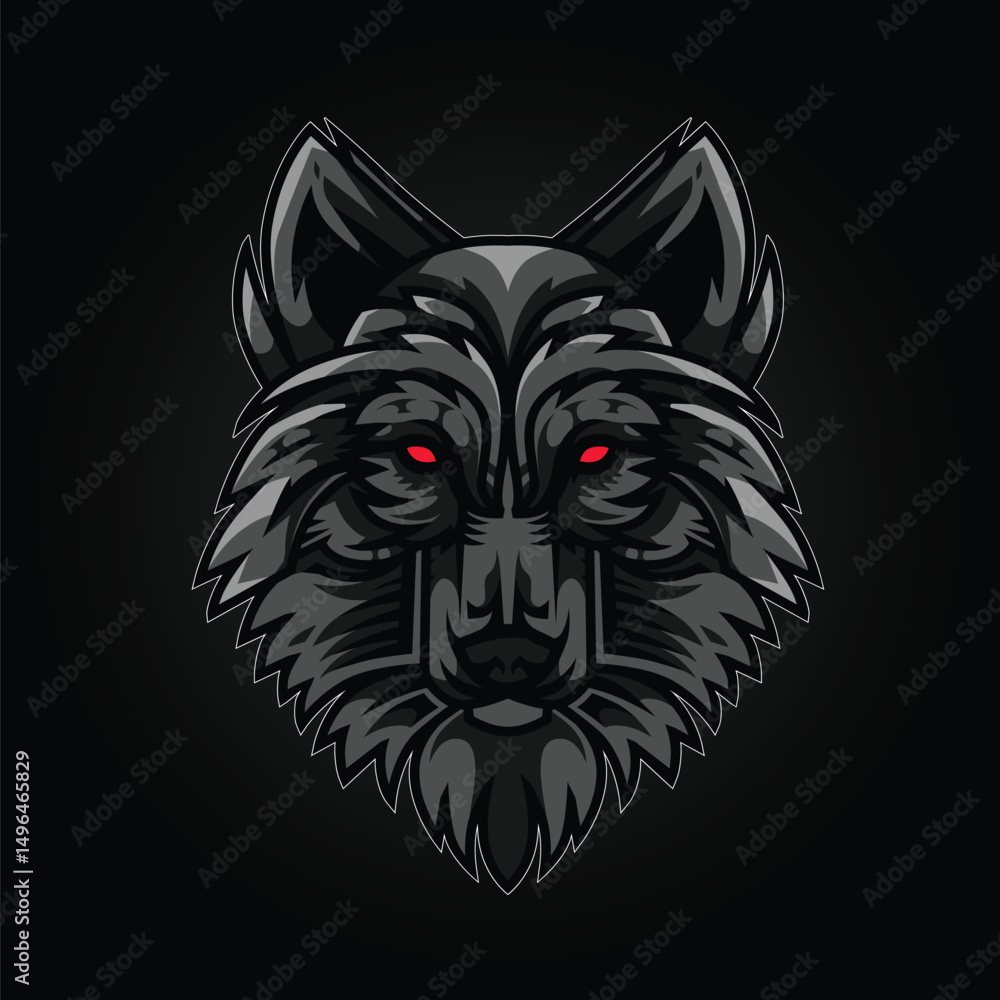 Obraz premium Dark head wolf detail vector illustration