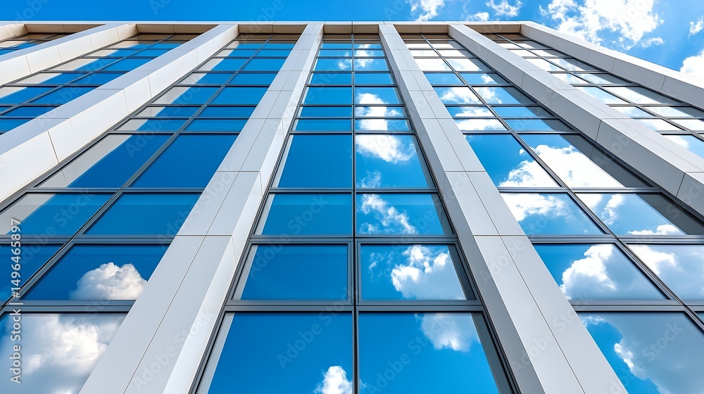 Obraz premium Office Building Windows Reflecting Sky