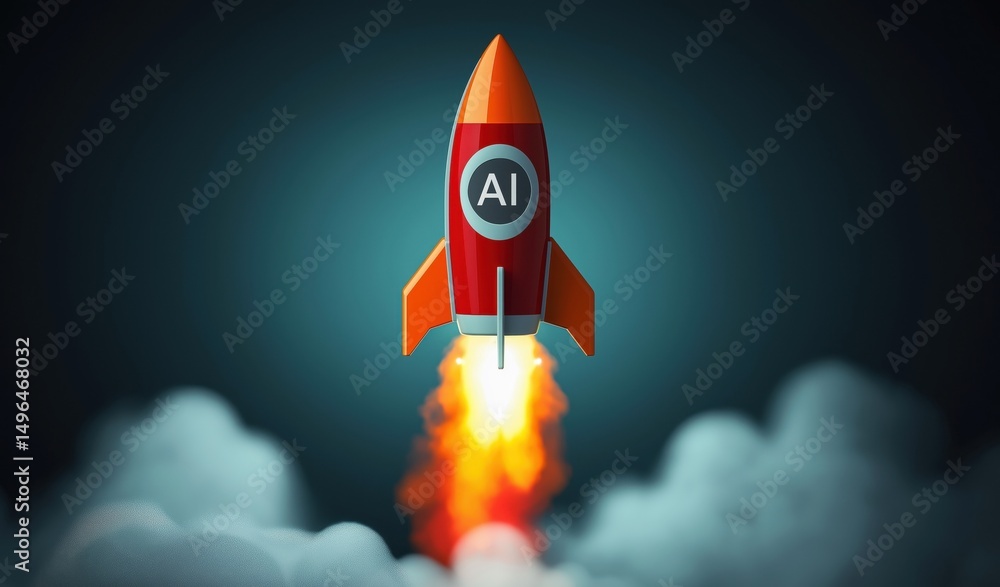 AI Automation Rocket Launch Digital Transformation with AI Technology AI Automation Rocket Launch Digital Transformation with AI Technology