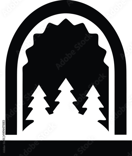 snow covered archway icon vector illustration