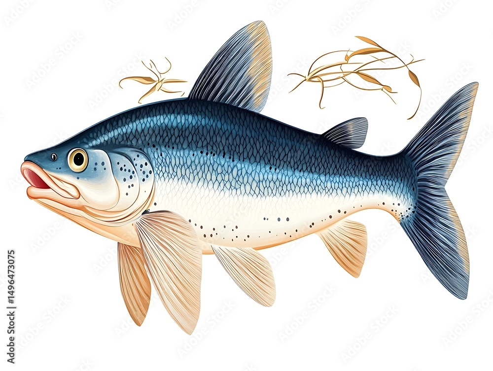 Fototapeta premium 淡水魚 精密描写 イラスト