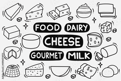 set of cheese doodle good for background, wallpaper, element design, icon, etc