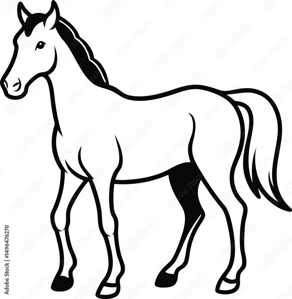 Obraz premium Horse Silhouette Vector Illustration In White Background