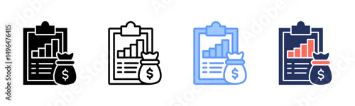 Financial Statement icon sheet multiple style collection