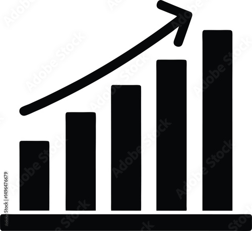 bar graph with ascending line icon vector illustration