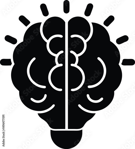 brain with bulb creative thinking icon vector illustration
