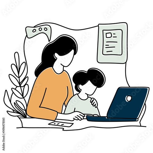 Student online learning at desk. Focused individual at a laptop, books nearby. Perfect for e learning, remote work, or study concepts. The atmosphere is diligent and calm