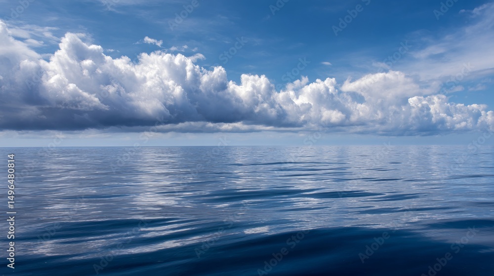 Fototapeta premium Tranquil ocean reflection at midday serene seascape nature photography calm waters wide angle beauty of the sea