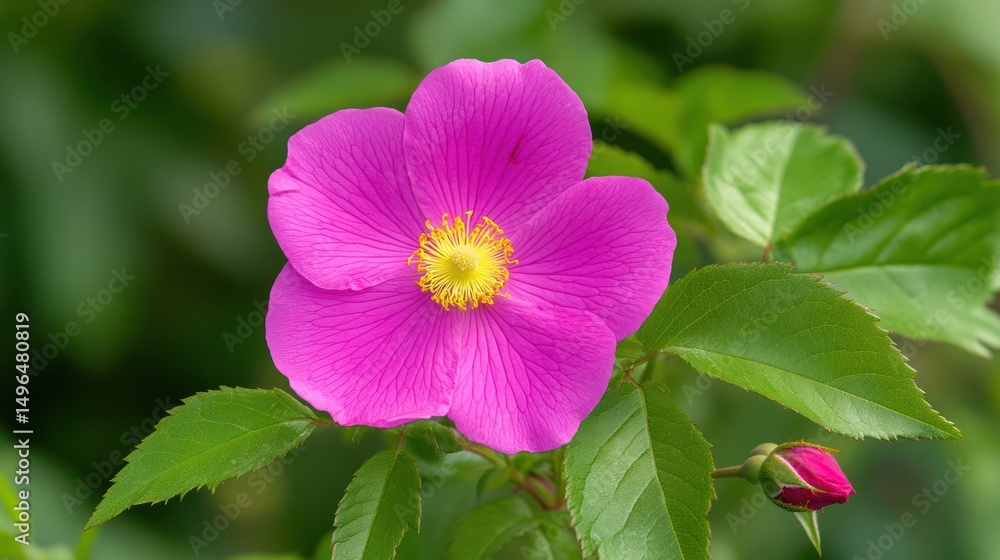 Pink wild rose blooming, garden, closeup, blurred background, nature photography Pink wild rose blooming, garden, closeup, blurred background, nature photography
