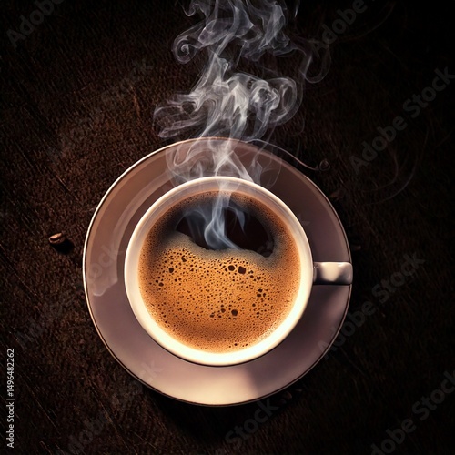 a cup of a coffee with smoke coming out vintage style