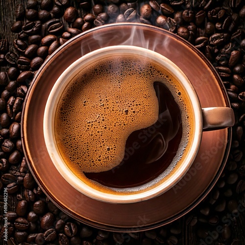 a cup of a coffee with smoke coming out vintage style