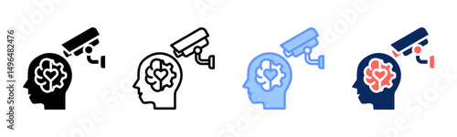 Psychology icon sheet multiple style collection