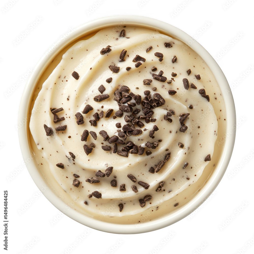 Fototapeta premium Creamy dessert with chocolate topping isolated on transparent background