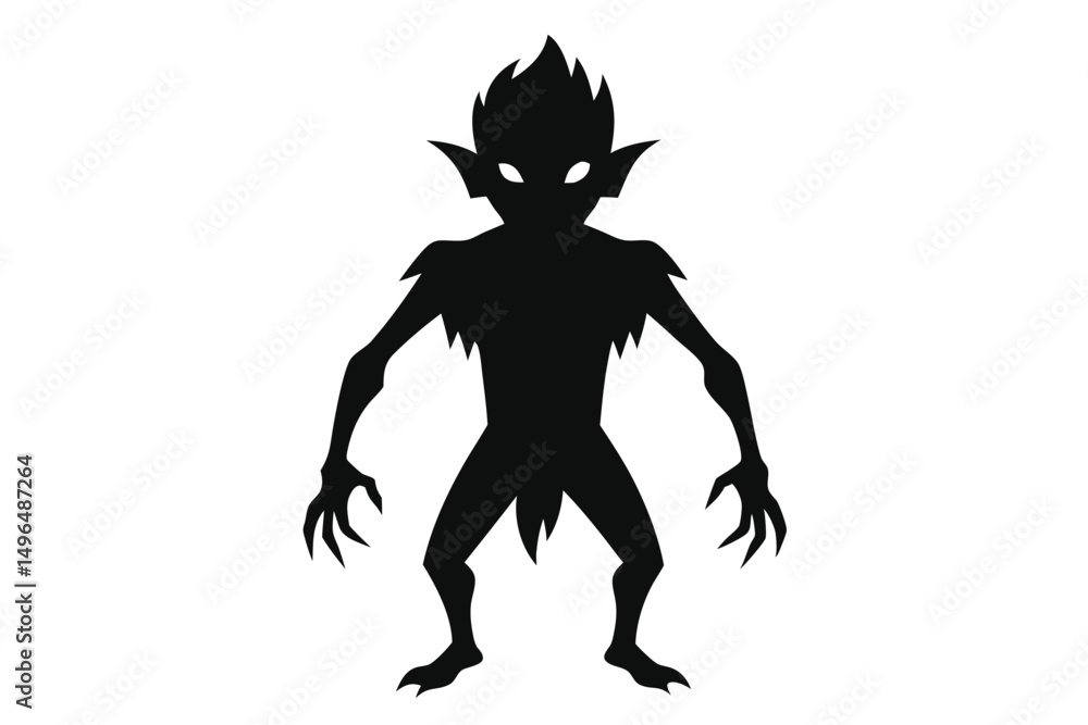 Obraz premium halloween vector illustration of a silhouette of a wolf