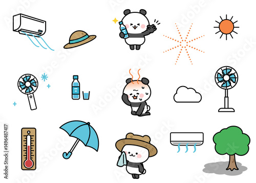 Heat stroke prevention Image illustration set.
