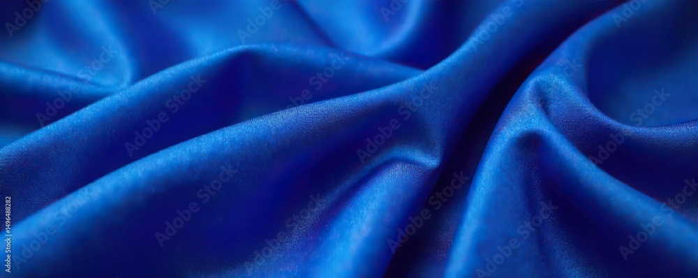 Fototapeta premium Close-up of a sharply creased royal blue fabric, luxurious texture, elegant folds, implying wealth and sophistication , high-class, dress