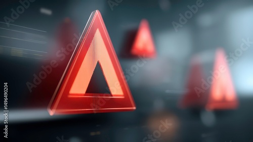 Emergency Warning Triangle Sign on Road - Car Breakdown Hazard Alert Safety Concept