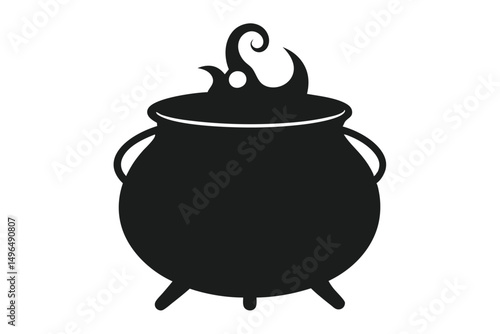 halloween illustration of a cast iron pot