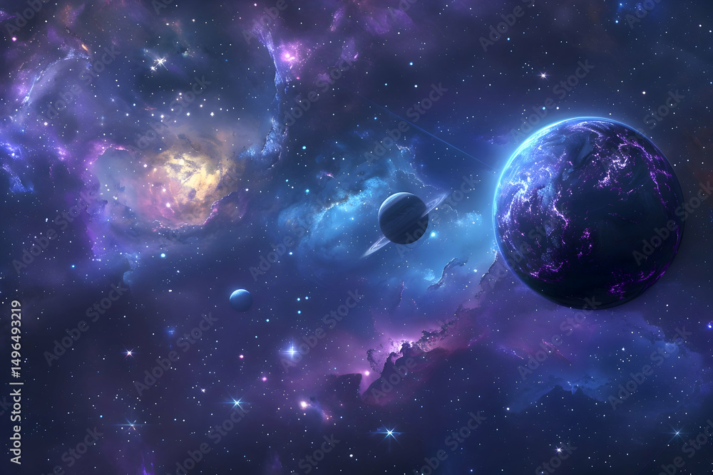 Obraz premium space background filled with countless twinkling stars, glowing nebulae, and distant galaxies