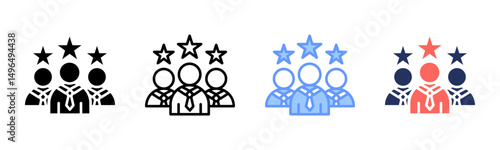 Leadership icon sheet multiple style collection