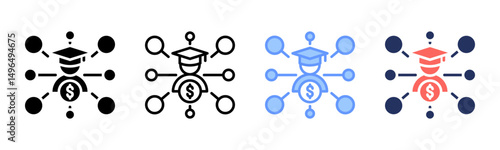 Scholarship icon sheet multiple style collection