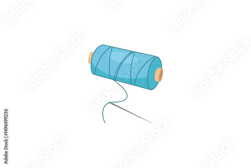 Illustrative Spool Of Light Blue Thread With Needle Perfect For Sewing And Crafting Projects