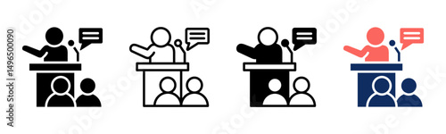 Public Speaking icon sheet multiple style collection