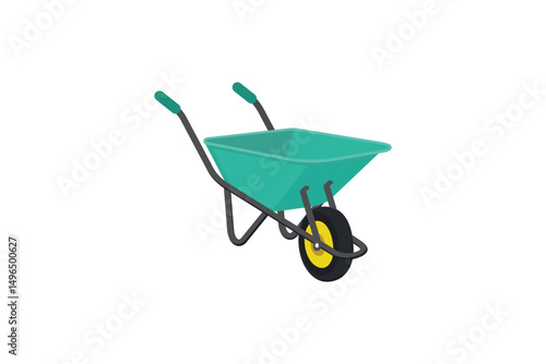 Turquoise Pushcart flat style vector illustration isolated on white background