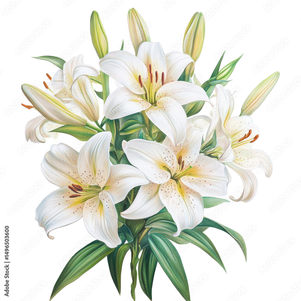 Beautiful white lily bouquet on a simple Transparent background showcasing natural elegance and floral charm, lilly bouquet. PNG background Beautiful white lily bouquet on a simple Transparent background showcasing natural elegance and floral charm, lilly bouquet. PNG background