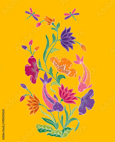 Nyonya Batik Sarong Lotus Pattern