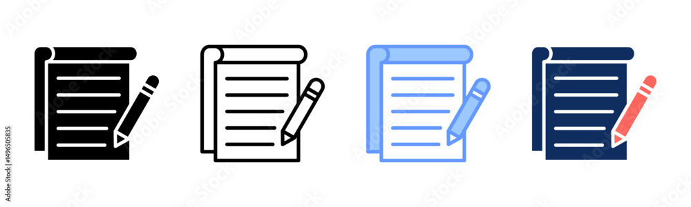 Fototapeta premium Writing icon sheet multiple style collection