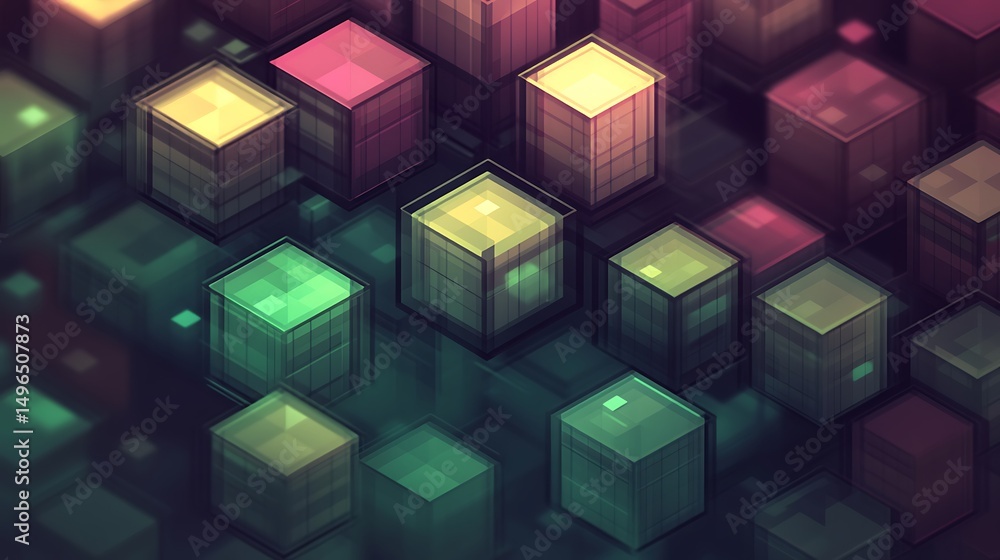 Obraz premium Glowing Cubes Abstract Background.