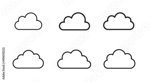 Cloud Icon Set: Outline Style for Weather and Design
