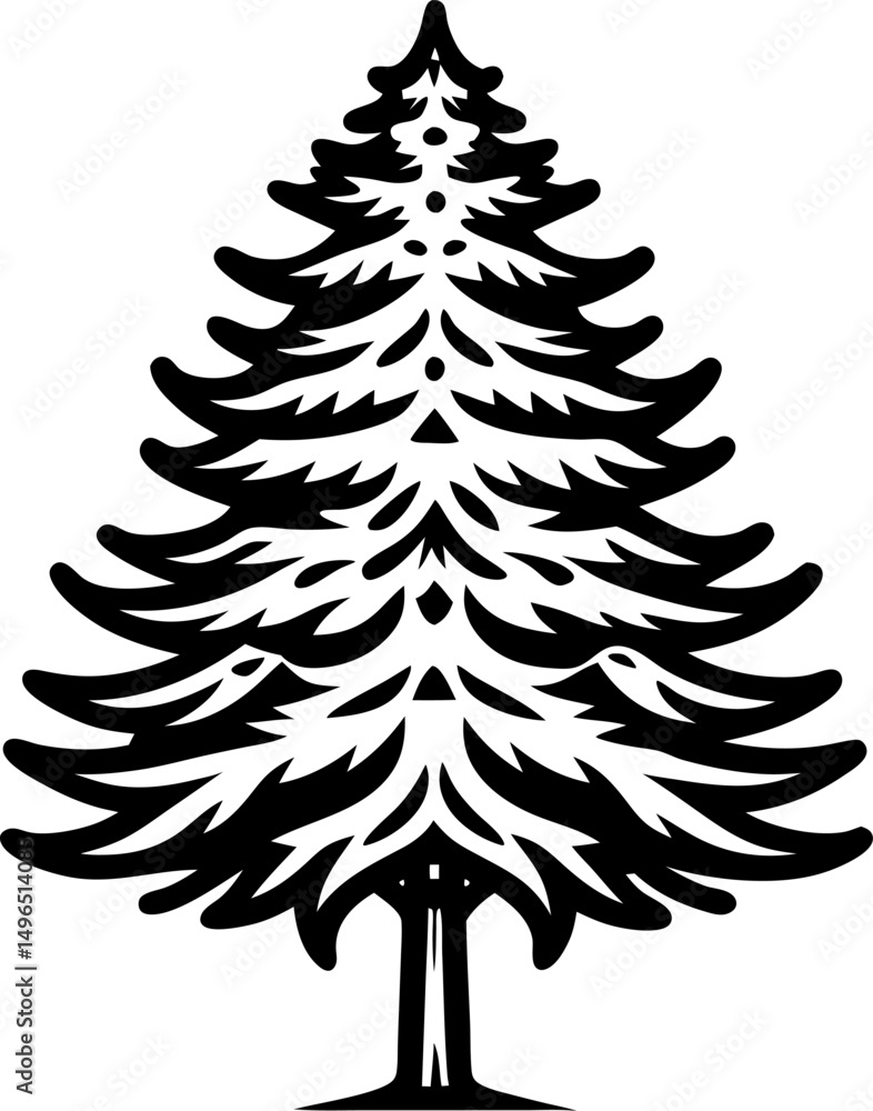 Obraz premium Eastern white pine line art vector art icon black and white , 