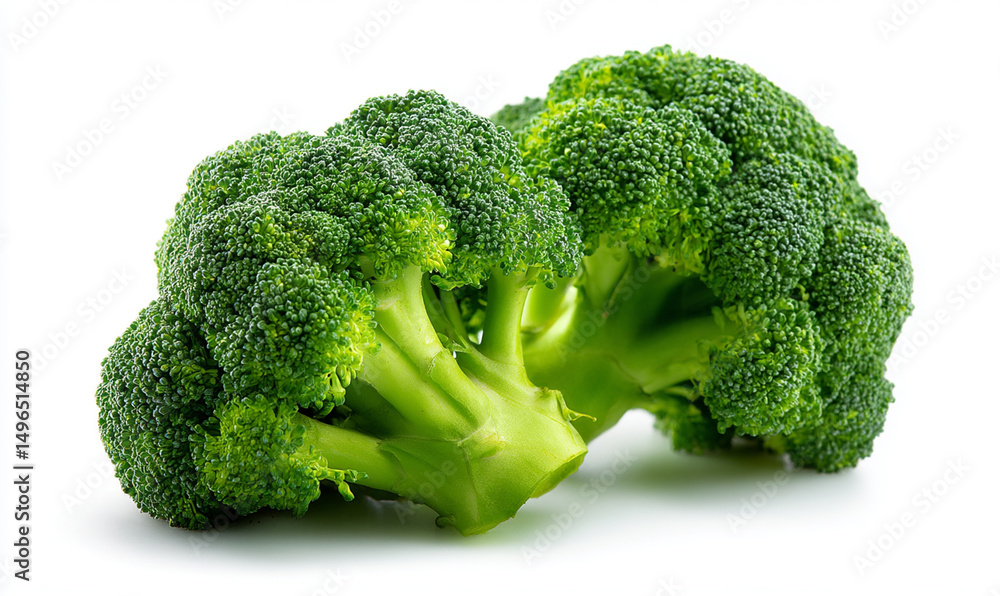 Fresh Green Broccoli Florets Isolated on White Background Fresh Green Broccoli Florets Isolated on White Background