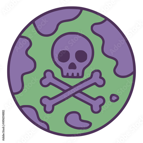 poisonus gas planet space object flat color vector illustration template design
