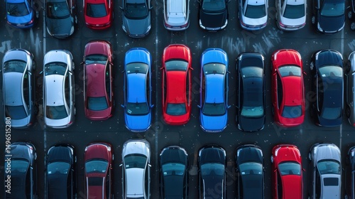 A lot of car parking top view.